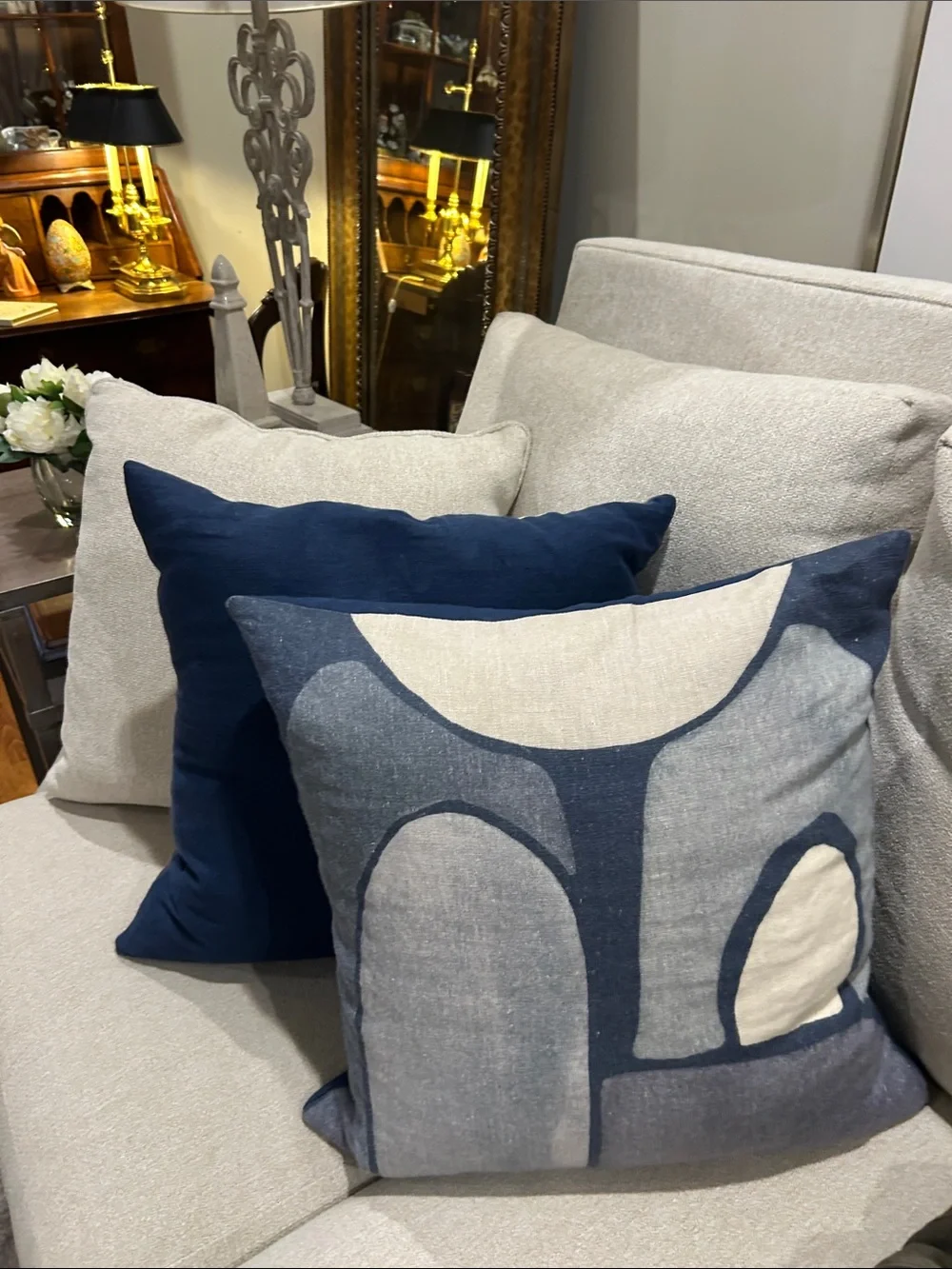 Modern Blue Abstract Arch Accent Pillow - Neutral does not include inserts